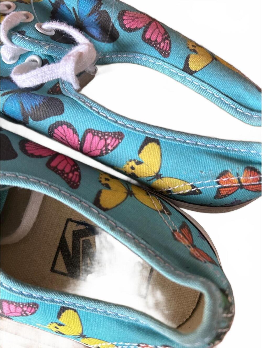 Unisex Vans Authentic Slim Sneakers Butterflies Scuba Blue Casual Street - Picture 7 of 9